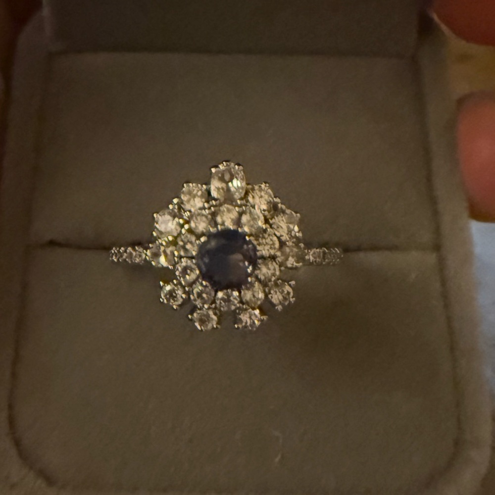 Bomb Party- Elegant Silver and Blue Purple Gemstone Ring Bomb Party Size 10